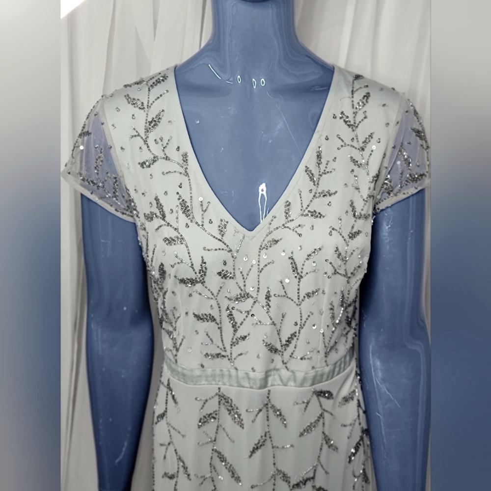 Beaded light blue silver mermaid gown